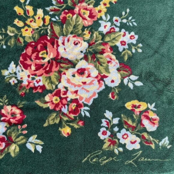 Ralph Lauren LOT OF 3 Green Floral Bathroom Towel Set 2 Bath 1 Hand Rose Vintage - Picture 9 of 16